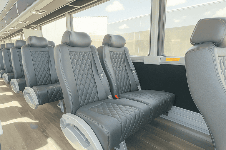 interior of Elizabeth Shuttle Bus Rentals charter bus